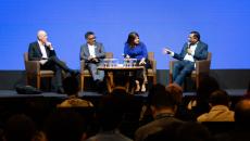 Andrew Pearce, VP Analytics and Global Advisory Lead, HIMSS; Veneeth Purushotaman, CIO, Aster DM Healthcare; Dr Tamara Sunbul, Medical Director of Clinical Informatics, Johns Hopkins Aramco Healthcare; and Arvind Sivaramakrishnan, CIO, Karkinos Healthcare