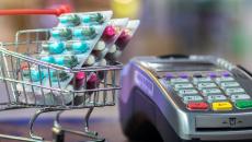 Shopping cart containing pills.