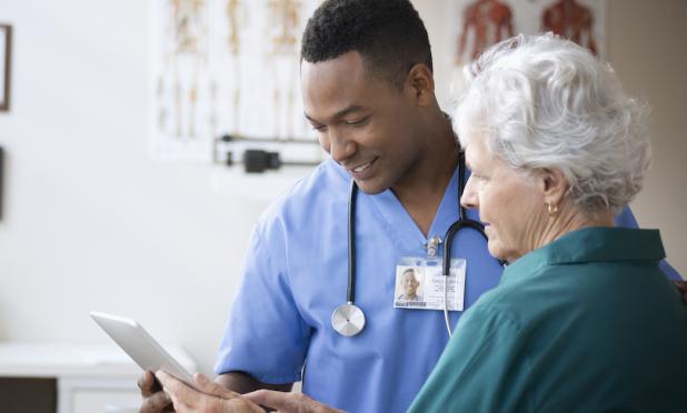 Doctor talking to patient