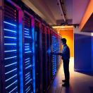 IT engineer working in a server room